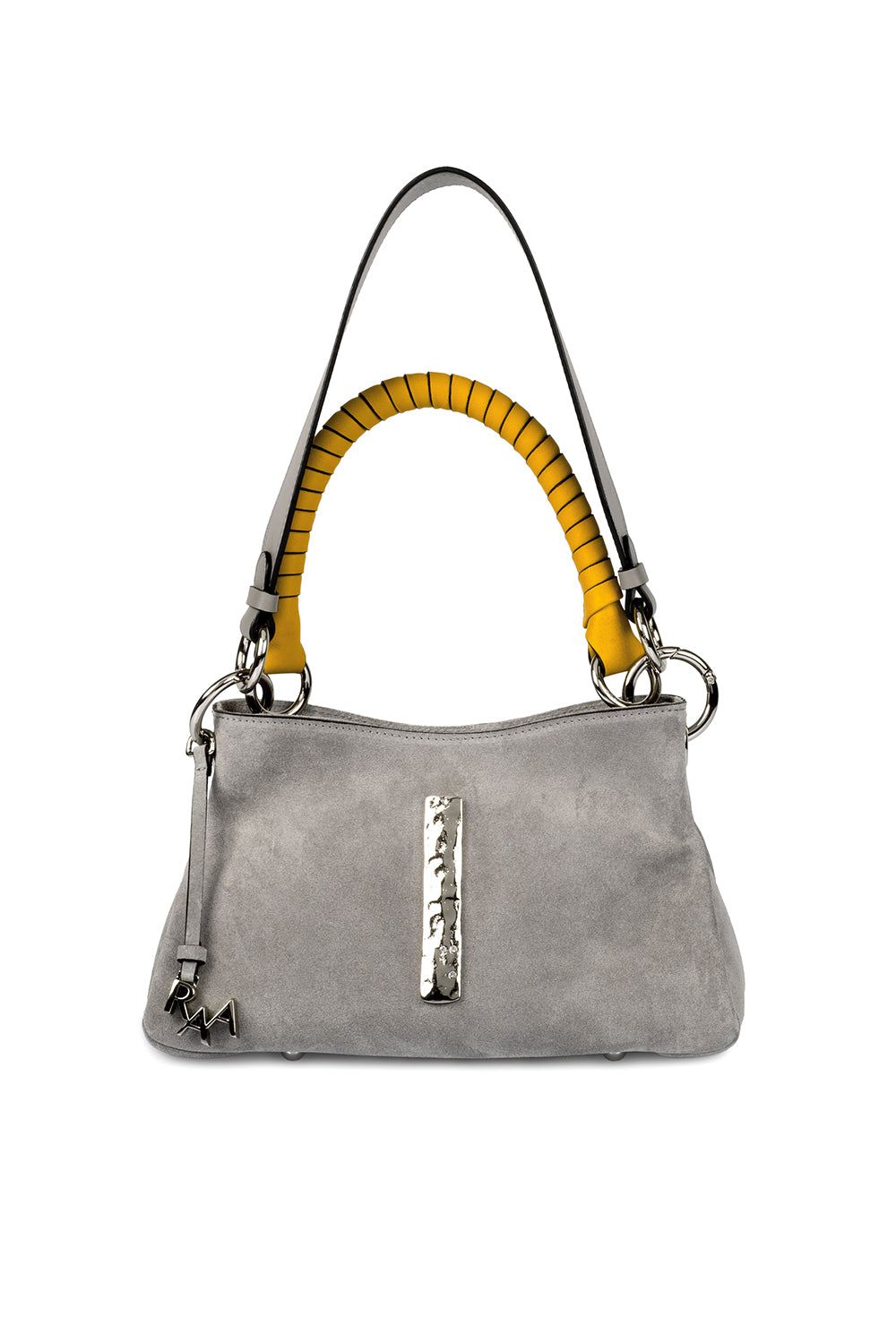 Midi Beija Bag- Gray Suede & Silver - 0