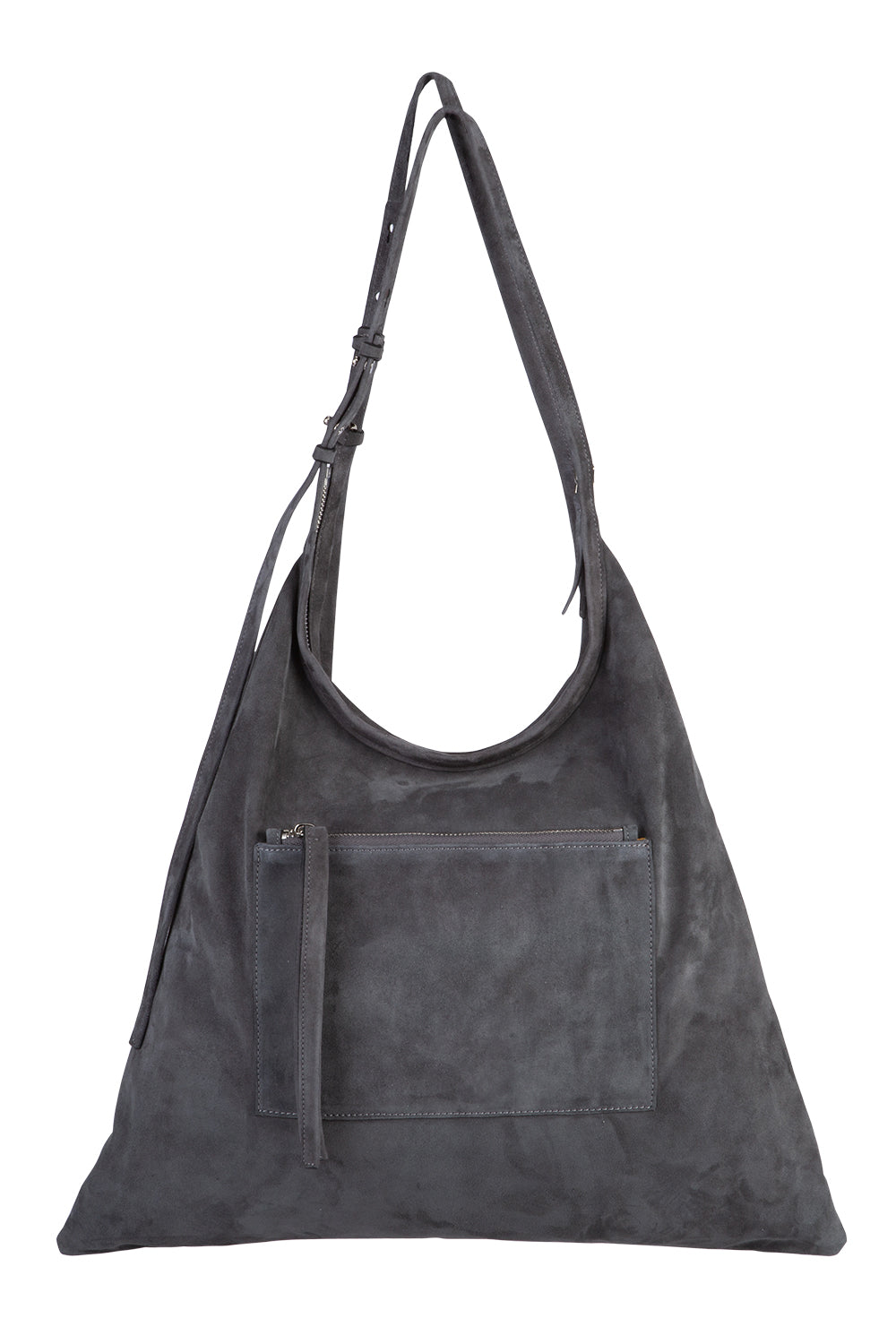 Pinna Bag- Gray Suede & Silver - 2