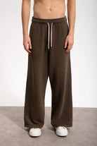 Erkek Baggy Fit Washed Sweatpants - Kahverengi