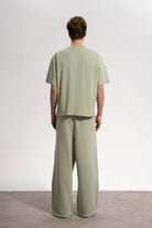 Erkek Oversized Washed Basic T-Shirt - Yeşil