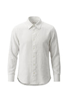 Erkek Oversized Leather Detailed Linen Shirt - Kırık Beyaz