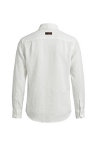 Erkek Oversized Leather Detailed Linen Shirt - Kırık Beyaz