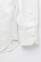 Erkek Oversized Leather Detailed Linen Shirt - Kırık Beyaz