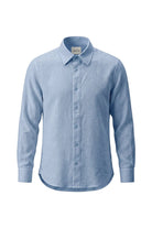 Erkek Oversized Leather Detailed Linen Shirt - Mavi