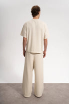 Erkek Oversized Washed Basic T-Shirt - Bej