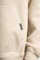 Erkek Oversized Washed Zip Hoodie - Bej