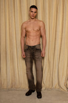 Erkek Relaxed Fit Key Denim Pants - Kahverengi