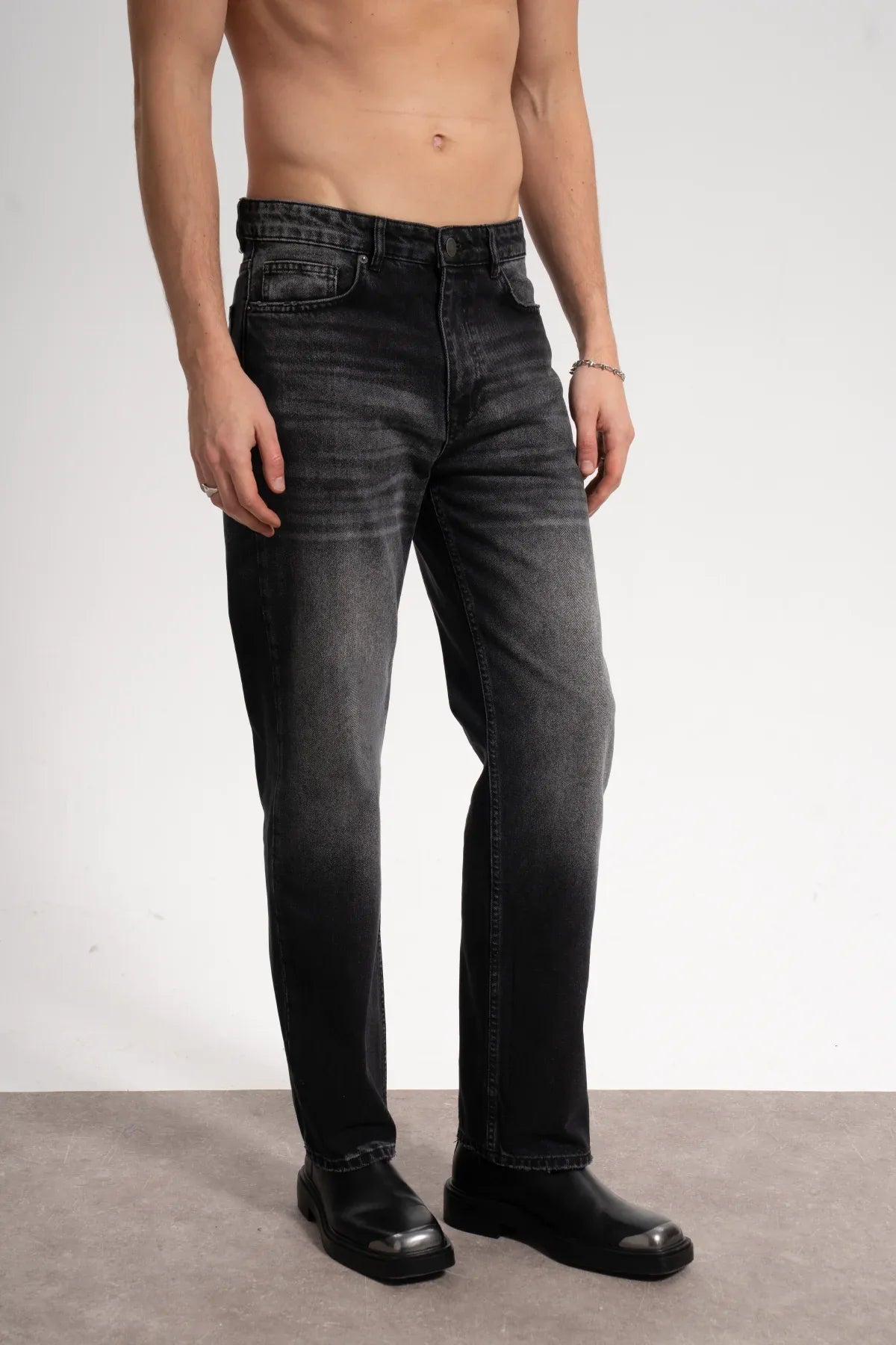 Erkek Relaxed Fit Key Denim Pants - Siyah - 2