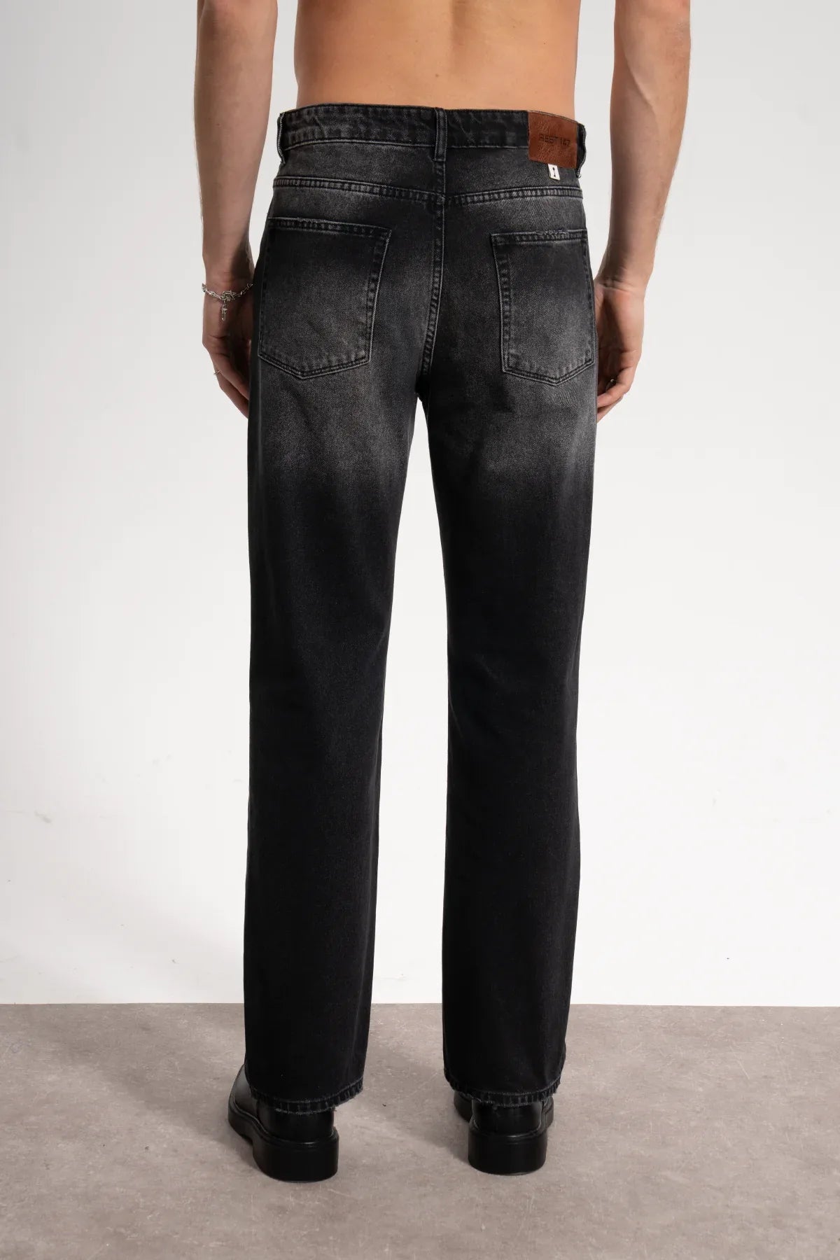 Erkek Relaxed Fit Key Denim Pants - Siyah - 3
