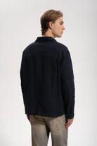 Erkek Relaxed Fit Linen Shirt - Lacivert