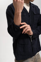 Erkek Relaxed Fit Linen Shirt - Lacivert
