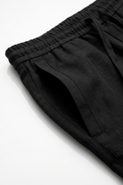 Erkek Relaxed Fit Rest Club Linen Pants - Siyah