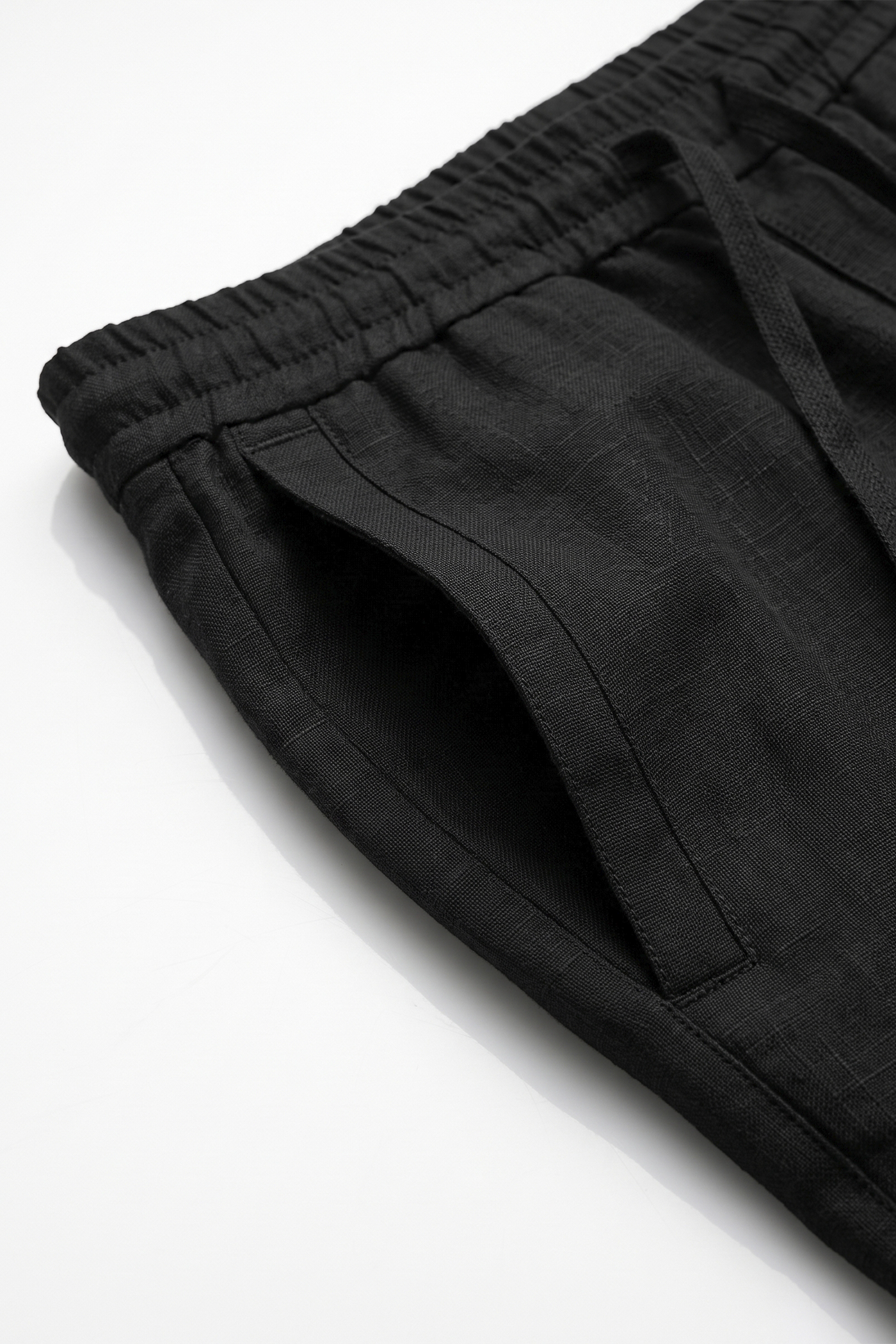 Erkek Relaxed Fit Rest Club Linen Pants - Siyah