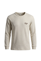 Erkek Relaxed Fit Rest Club Long Sleeve Waffle T-shirt - Bej