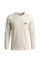 Erkek Relaxed Fit Rest Club Long Sleeve Waffle T-shirt - Ekru