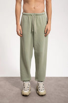 Erkek Relaxed Fit Washed Sweatpants - Yeşil
