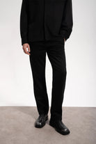 Erkek Relaxed Fit Wool Pants - Siyah