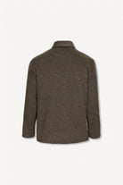 Erkek Relaxed Fit Wool Zipper Jacket Kahverengi
