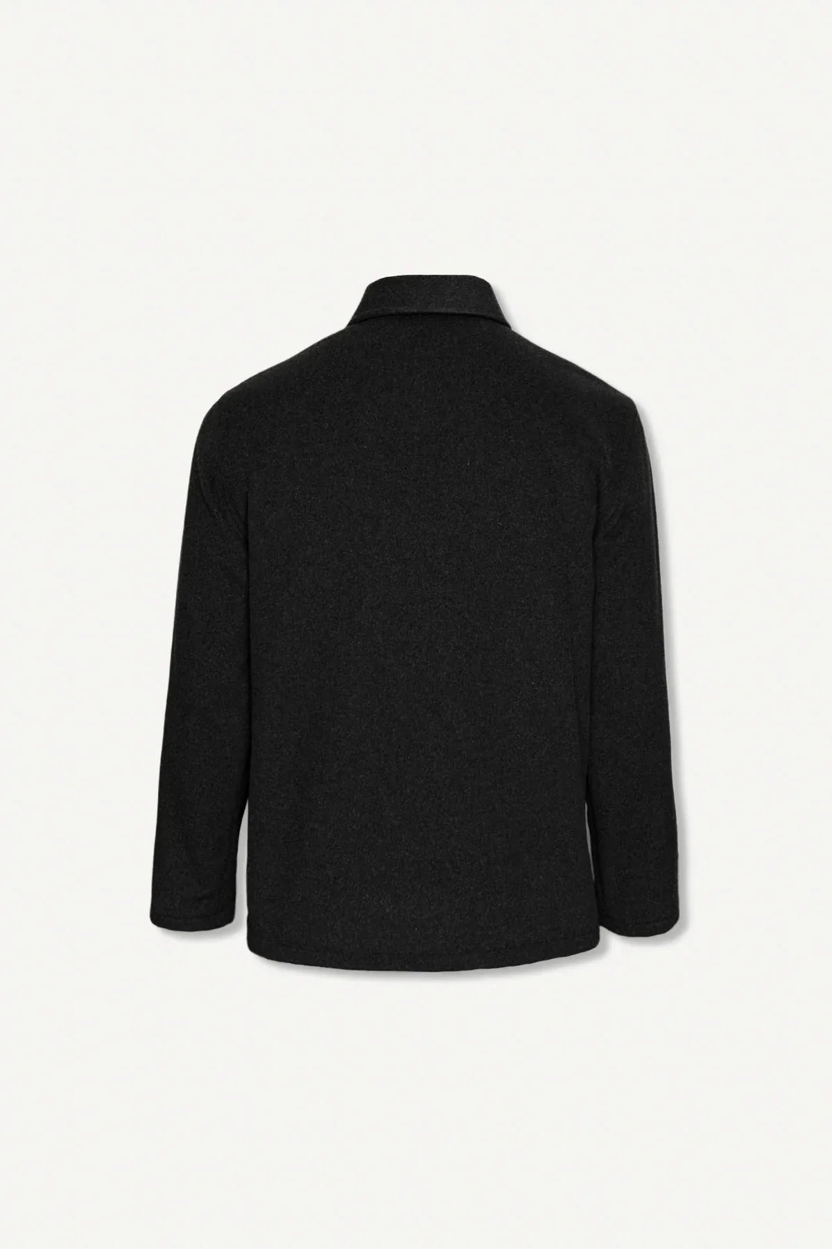 Erkek Relaxed Fit Wool Zipper Jacket Siyah