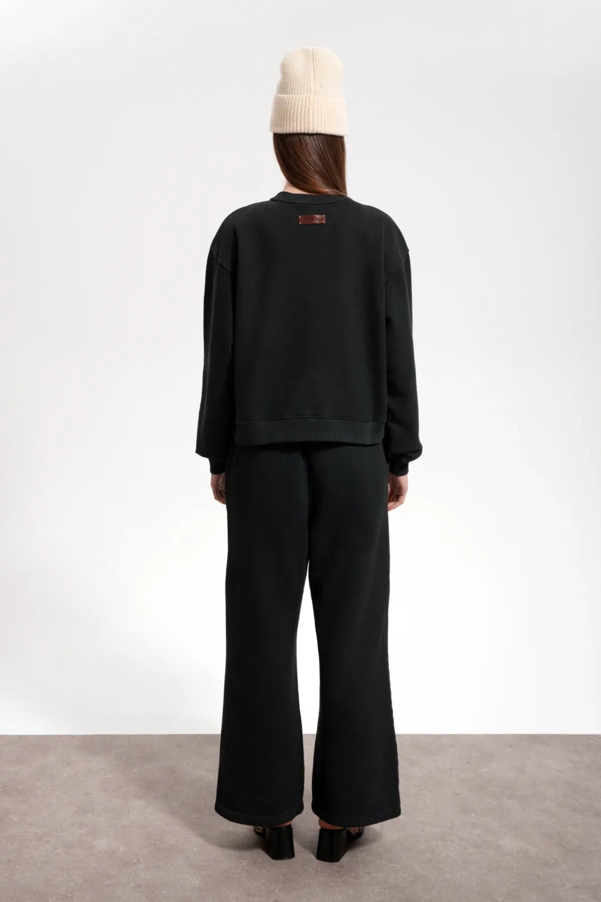 Kadın Boxy Fit Oversized Washed Sweatshirt - Siyah - 2