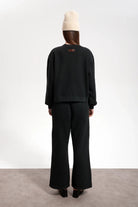 Kadın Boxy Fit Oversized Washed Sweatshirt - Siyah - 2