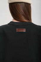 Kadın Boxy Fit Oversized Washed Sweatshirt - Siyah - 3