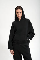 Kadın Boxy Fit Washed Hoodie - Siyah