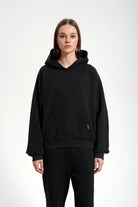 Kadın Boxy Fit Washed Hoodie - Siyah
