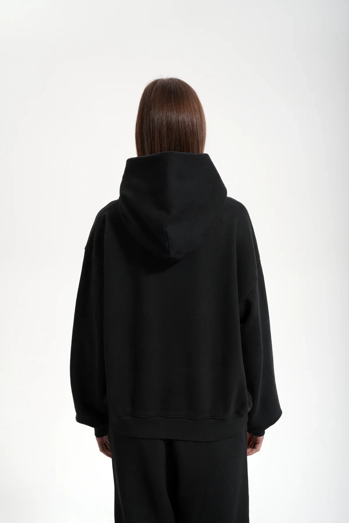 Kadın Boxy Fit Washed Hoodie - Siyah