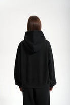 Kadın Boxy Fit Washed Hoodie - Siyah