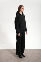 Kadın Boxy Fit Washed Hoodie - Siyah