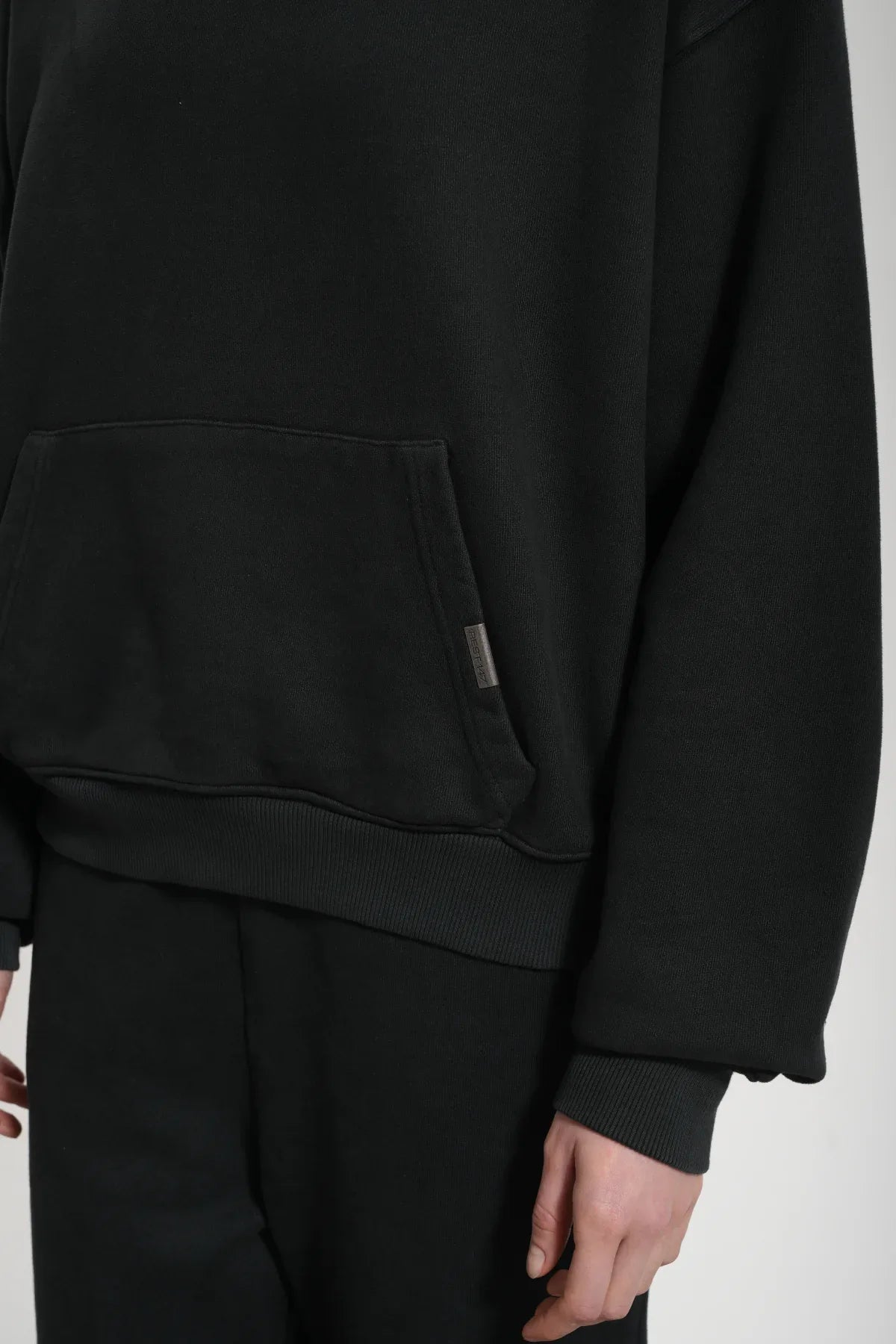 Kadın Boxy Fit Washed Hoodie - Siyah