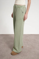 Kadın Flared Wide Leg Washed Sweatpants - Yeşil