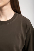 Kadın Oversized Washed Basic T-Shirt - Kahverengi