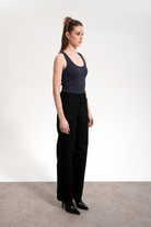 Kadın Straight Key Denim Pants - Siyah - 1