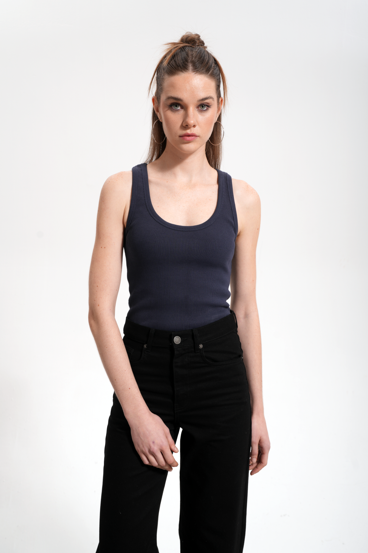 Kadın Straight Key Denim Pants - Siyah - 3