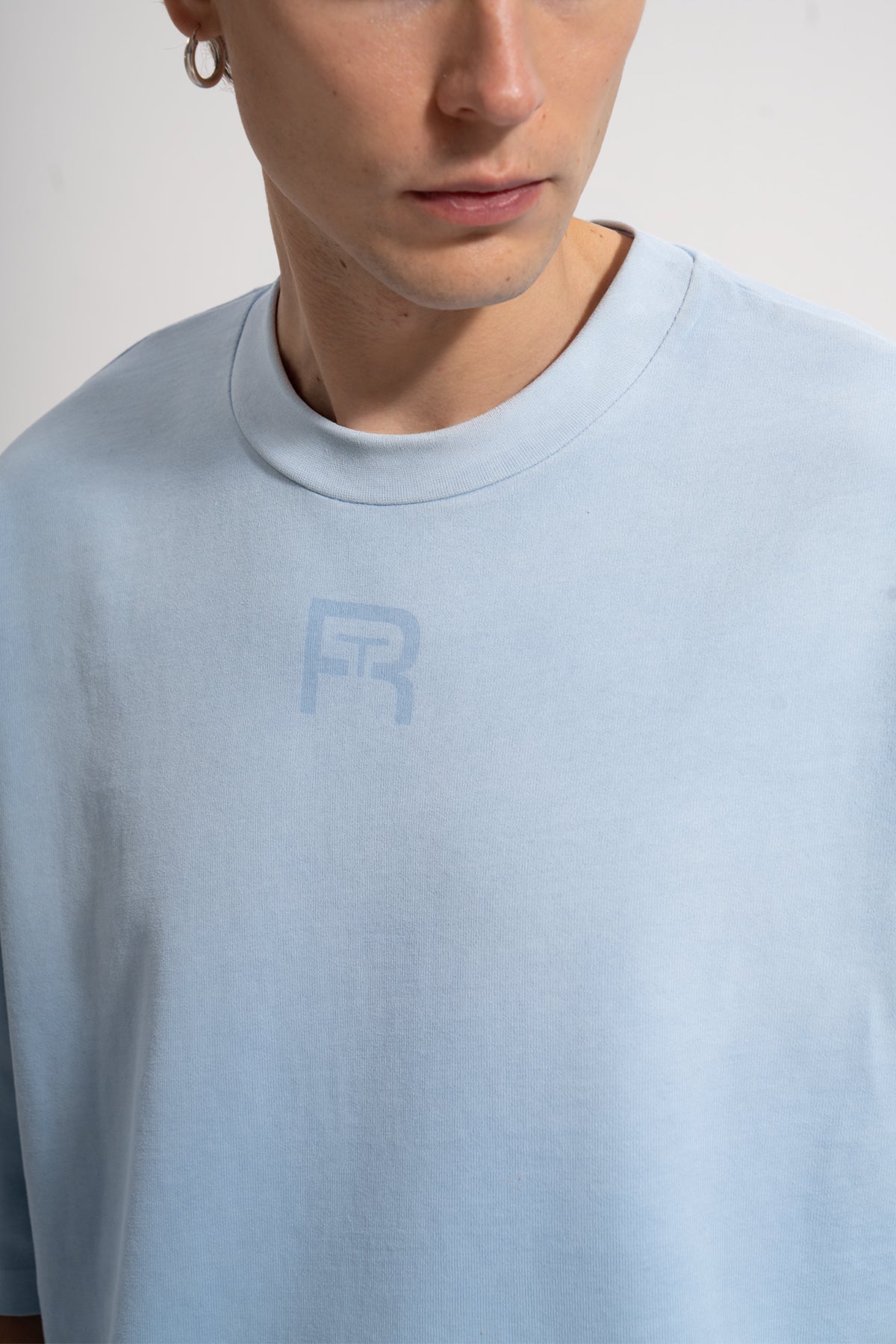 Unisex Boxy Fit Rt Icon Sprey Printed T-Shirt - Mavi