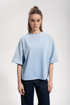 Unisex Boxy Fit Rt Icon Sprey Printed T-Shirt - Mavi