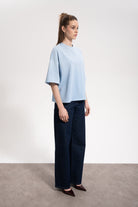 Unisex Boxy Fit Rt Icon Sprey Printed T-Shirt - Mavi