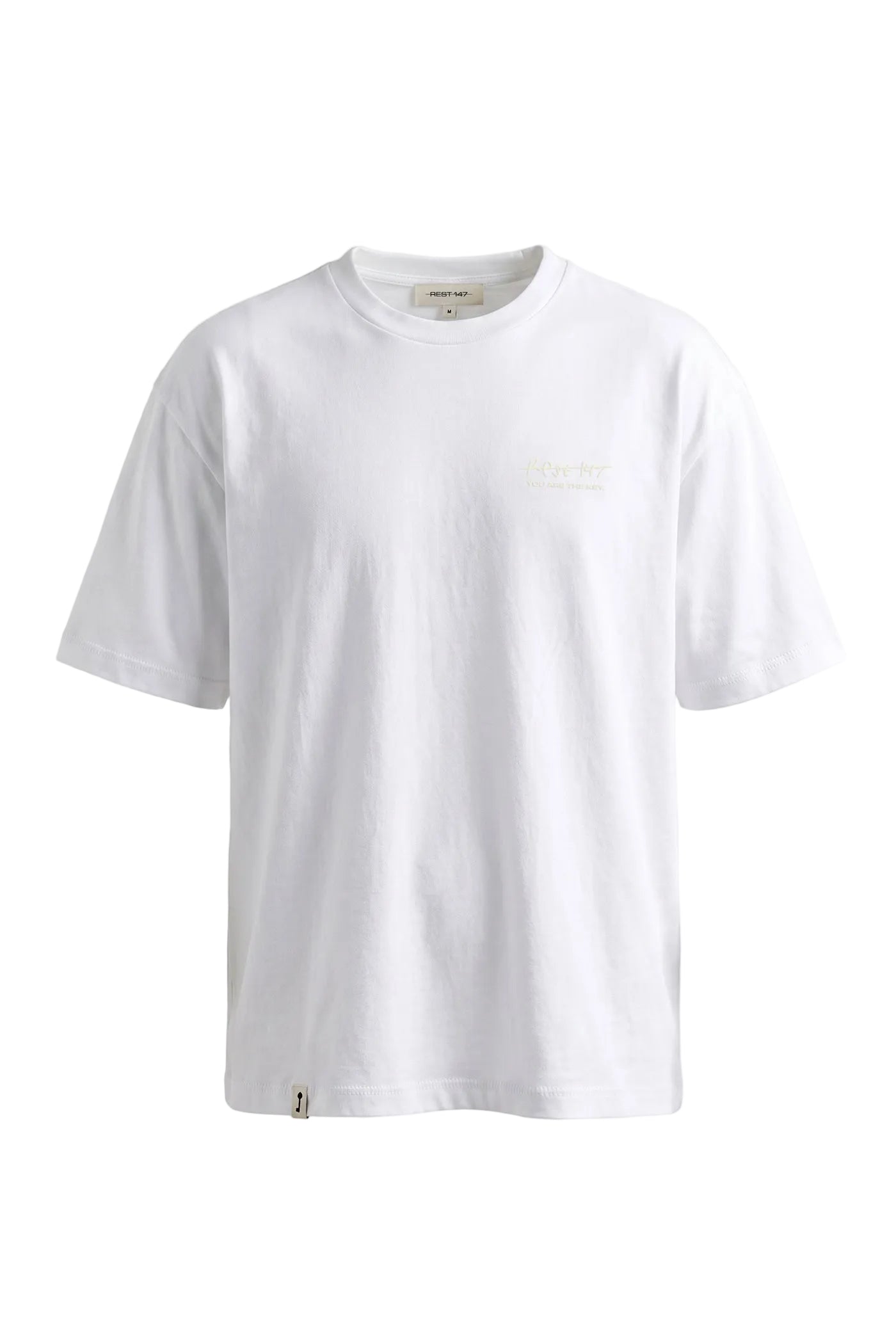 Unisex Oversized Rest 147 Embroidered T-Shirt - Beyaz