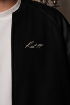 Unisex Relaxed Fit Leather College Jacket - Siyah