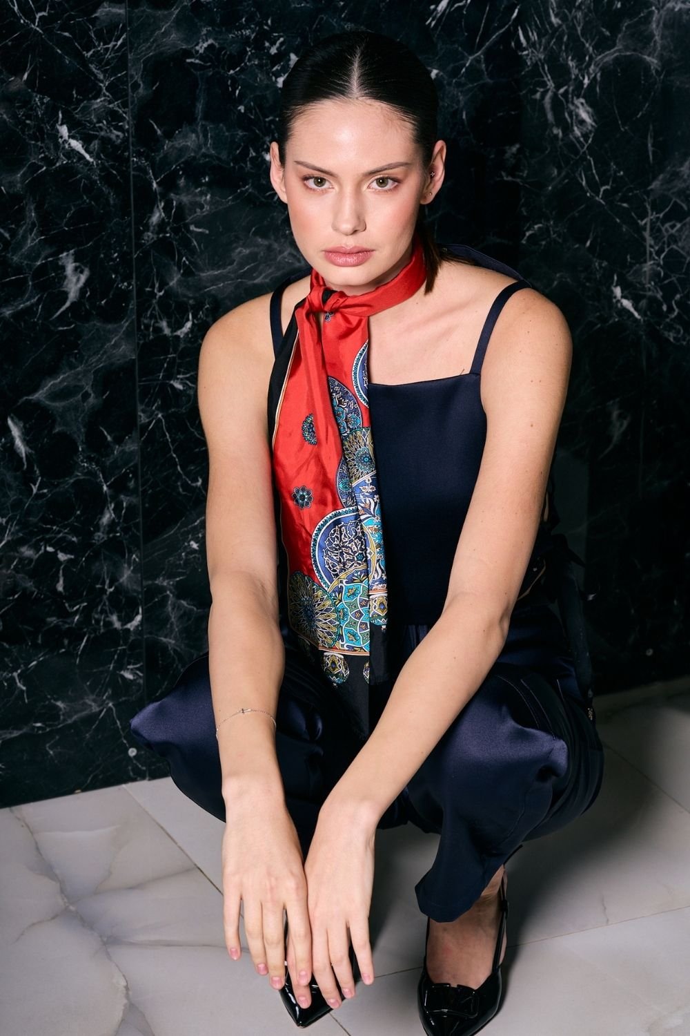 Rafael Fernè-Chole Lacivert Üst-Crop Top-1-Milagron.com