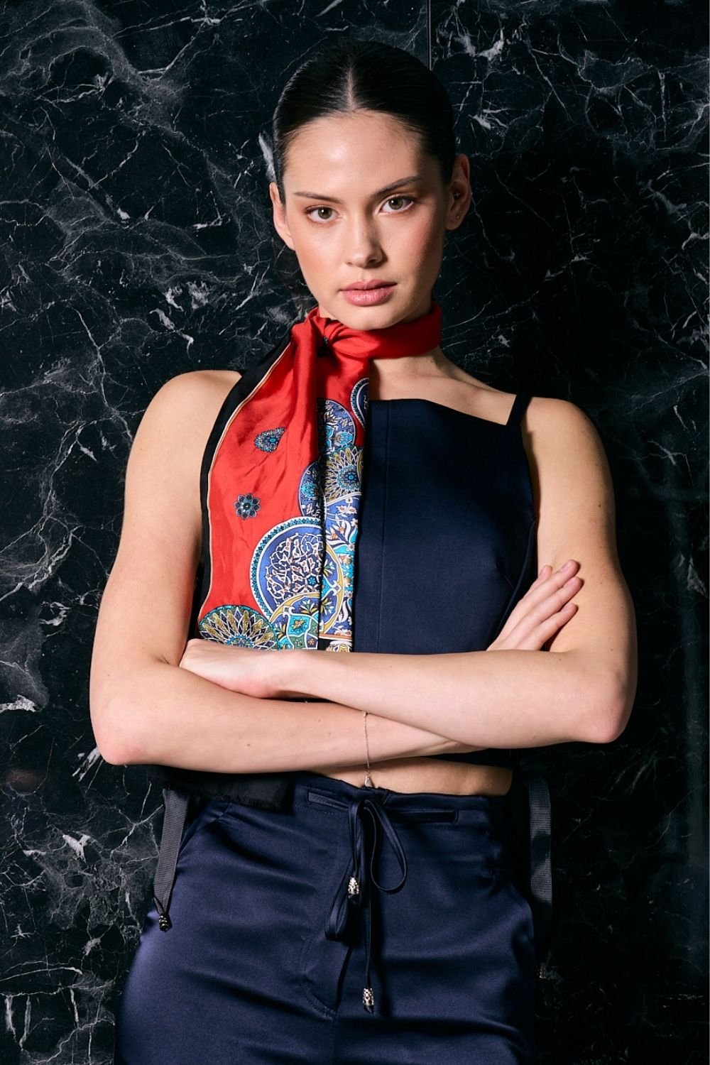 Rafael Fernè-Chole Lacivert Üst-Crop Top-2-Milagron.com