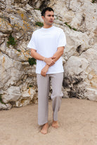 Ramme-Tony Açık Gri Çizgili Erkek Pantolon-Pantolon-1-Milagron.com