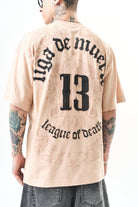 Erkek 13 Baskılı Oversize T-Shirt Bej