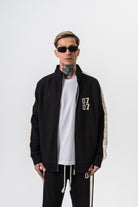 Erkek 7 Şerit Detaylı Dik Yaka Doubleface Zip Oversize Sweatshirt Siyah
