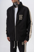 Erkek 7 Şerit Detaylı Dik Yaka Doubleface Zip Oversize Sweatshirt Siyah