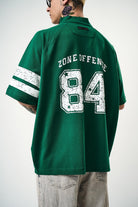 Erkek 84 Zone Baskılı Oversize T-Shirt Nefti