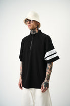 Erkek 84 Zone Baskılı Oversize T-Shirt Siyah