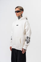 Erkek Astro Mode Baskılı Kapüşonlu Oversize Hoodie Ekru